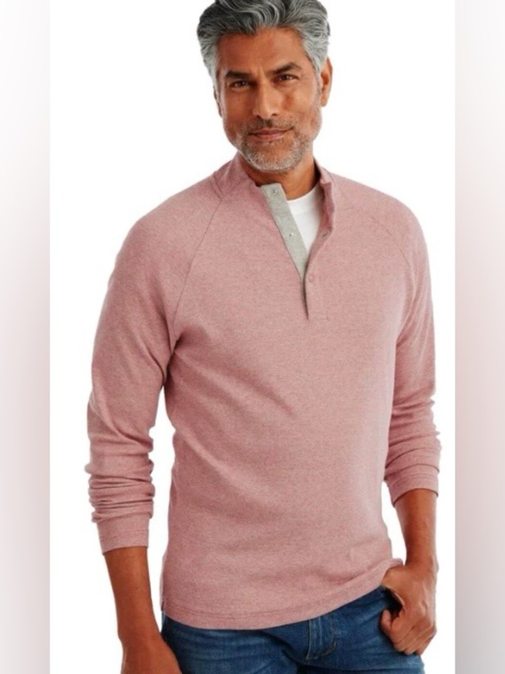johnnie-O Whaling Light Henley Pullover Sweater Malibu Red Men's Size Large